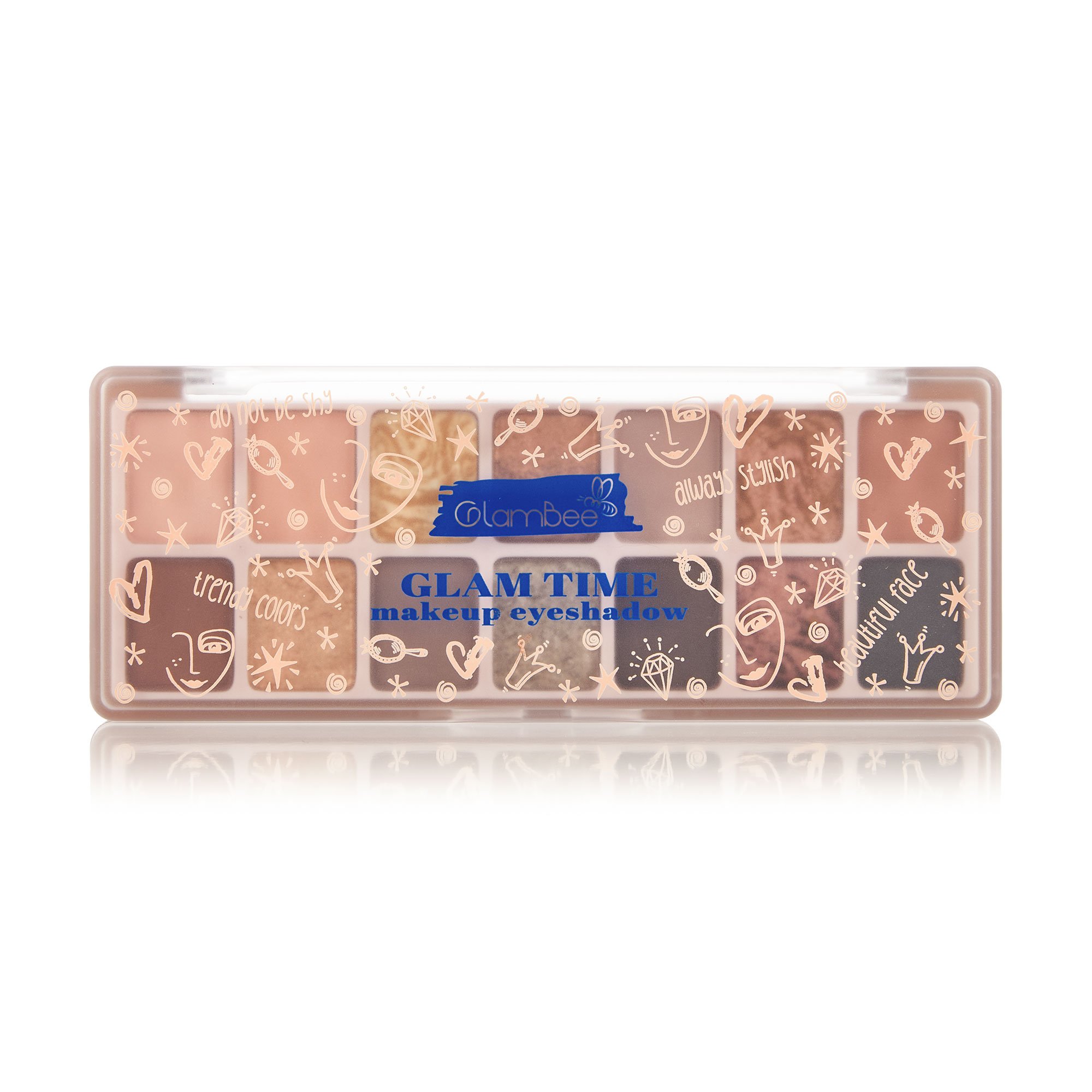 Палетка тіней для повік GlamBee Glam Time Makeup Eyeshadow 14 відтінків, 01, 9 г